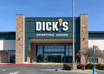 Exterior view of Dick's Sporting Goods store with large signage and entrance.