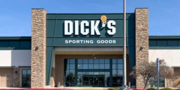 Exterior view of Dick's Sporting Goods store with large signage and entrance.