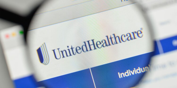 Close-up view of the UnitedHealthcare logo displayed on a computer screen.
